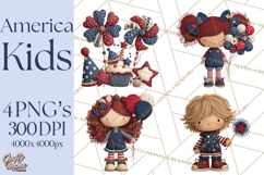 Patriotic Kids Clipart for 4th of July, USA Children PNG Product Image 1