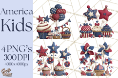 Patriotic Kids Clipart for 4th of July, USA Children PNG Product Image 1