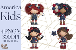 Patriotic Kids Clipart for 4th of July, USA Children PNG Product Image 1