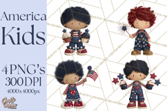 Patriotic Kids Clipart for 4th of July, USA Children PNG Product Image 1