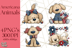 Patriotic Animals Clipart, Whimsical Red White Blue American Product Image 1