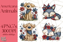 Patriotic Animals Clipart, Whimsical Red White Blue American Product Image 1