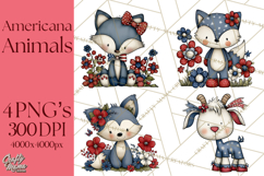 Patriotic Animals Clipart, Whimsical Red White Blue American Product Image 1
