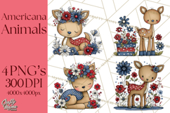 Patriotic Animals Clipart, Whimsical Red White Blue American Product Image 1