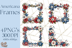 Patriotic Floral Wreaths, Stars &amp; Rustic Mason Jar Frames Product Image 1