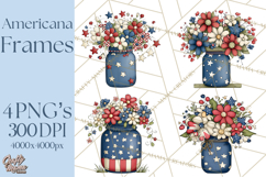 Patriotic Floral Wreaths, Stars &amp; Rustic Mason Jar Frames Product Image 1