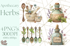 Vintage Herbal Apothecary Clipart, Spring Botanical Png Product Image 1