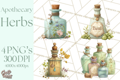 Vintage Herbal Apothecary Clipart, Spring Botanical Png Product Image 1