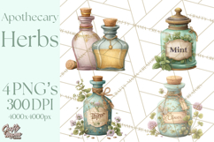 Vintage Herbal Apothecary Clipart, Spring Botanical Png Product Image 1