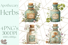Vintage Herbal Apothecary Clipart, Spring Botanical Png Product Image 1
