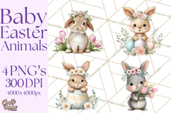 Adorable Baby Animals Easter Clipart PNG, Pastel Chicks Png Product Image 1