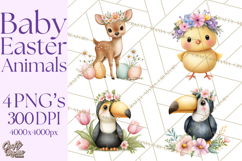 Adorable Baby Animals Easter Clipart PNG, Pastel Chicks Png Product Image 1