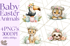 Adorable Baby Animals Easter Clipart PNG, Pastel Chicks Png Product Image 1