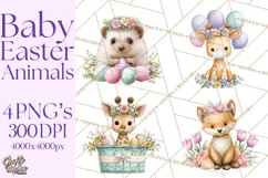 Adorable Baby Animals Easter Clipart PNG, Pastel Chicks Png Product Image 1