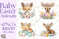 Adorable Baby Animals Easter Clipart PNG, Pastel Chicks Png Product Image 1