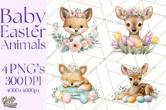 Adorable Baby Animals Easter Clipart PNG, Pastel Chicks Png Product Image 1