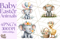 Adorable Baby Animals Easter Clipart PNG, Pastel Chicks Png Product Image 1