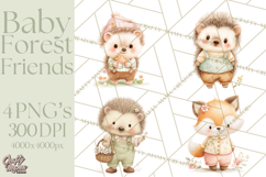 Baby Forest Animals Clipart PNG, Cute Spring Woodland Animal Product Image 1