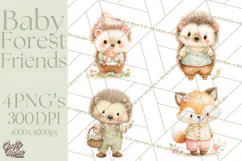 Baby Forest Animals Clipart PNG, Cute Spring Woodland Animal Product Image 1