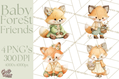 Baby Forest Animals Clipart PNG, Cute Spring Woodland Animal Product Image 1