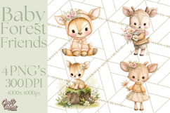Baby Forest Animals Clipart PNG, Cute Spring Woodland Animal Product Image 1