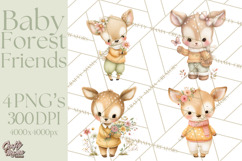 Baby Forest Animals Clipart PNG, Cute Spring Woodland Animal Product Image 1