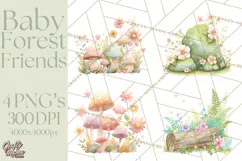 Baby Forest Animals Clipart PNG, Cute Spring Woodland Animal Product Image 1