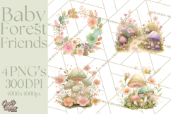 Baby Forest Animals Clipart PNG, Cute Spring Woodland Animal Product Image 1