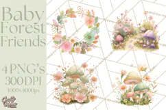 Baby Forest Animals Clipart PNG, Cute Spring Woodland Animal Product Image 1