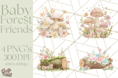 Baby Forest Animals Clipart PNG, Cute Spring Woodland Animal Product Image 1