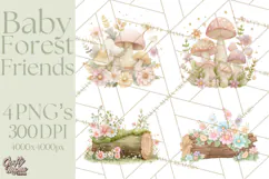 Baby Forest Animals Clipart PNG, Cute Spring Woodland Animal Product Image 1