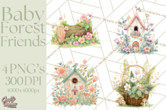 Baby Forest Animals Clipart PNG, Cute Spring Woodland Animal Product Image 1