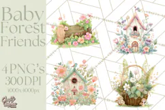Baby Forest Animals Clipart PNG, Cute Spring Woodland Animal Product Image 1