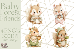 Baby Forest Animals Clipart PNG, Cute Spring Woodland Animal Product Image 1