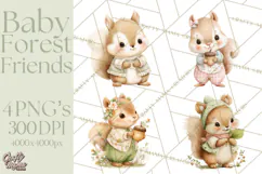 Baby Forest Animals Clipart PNG, Cute Spring Woodland Animal Product Image 1