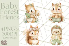 Baby Forest Animals Clipart PNG, Cute Spring Woodland Animal Product Image 1