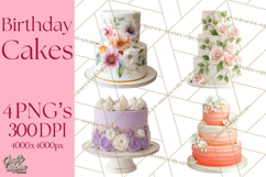 Birthday Cake Clipart, Tiered Cake PNG, Drip Cake PNG Product Image 1