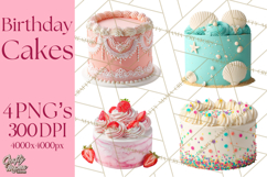 Birthday Cake Clipart, Tiered Cake PNG, Drip Cake PNG Product Image 1