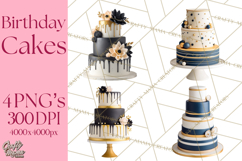 Birthday Cake Clipart, Tiered Cake PNG, Drip Cake PNG Product Image 1