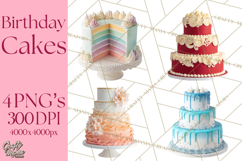 Birthday Cake Clipart, Tiered Cake PNG, Drip Cake PNG Product Image 1