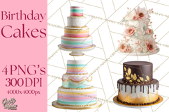 Birthday Cake Clipart, Tiered Cake PNG, Drip Cake PNG Product Image 1