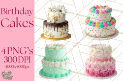 Birthday Cake Clipart, Tiered Cake PNG, Drip Cake PNG Product Image 1