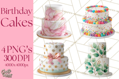 Birthday Cake Clipart, Tiered Cake PNG, Drip Cake PNG Product Image 1