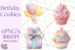 Birthday Cookies PNG, Birthday Cookie Clipart, Cute Sugar Product Image 1
