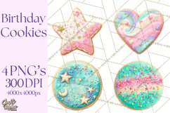 Birthday Cookies PNG, Birthday Cookie Clipart, Cute Sugar Product Image 1
