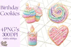 Birthday Cookies PNG, Birthday Cookie Clipart, Cute Sugar Product Image 1