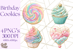 Birthday Cookies PNG, Birthday Cookie Clipart, Cute Sugar Product Image 1