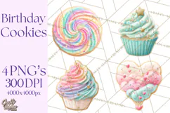Birthday Cookies PNG, Birthday Cookie Clipart, Cute Sugar Product Image 1