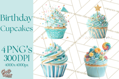 Birthday Cupcakes PNG, Colorful Cupcake Clipart, Sprinkles Product Image 1