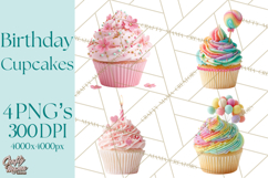 Birthday Cupcakes PNG, Colorful Cupcake Clipart, Sprinkles Product Image 1